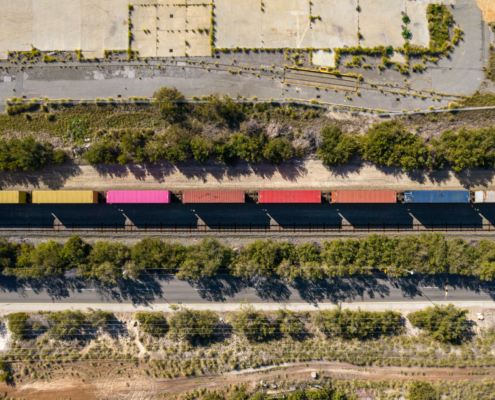 Frachtcontainer Zug Industriegebiet South Fremantle Australien Transport Australien Spedition Australien International Zoll Service Australien